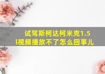 试驾斯柯达柯米克1.5l视频播放不了怎么回事儿