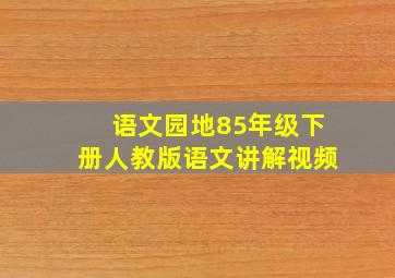 语文园地85年级下册人教版语文讲解视频