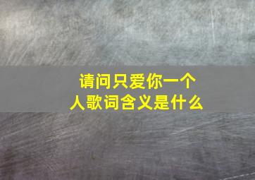 请问只爱你一个人歌词含义是什么