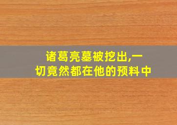 诸葛亮墓被挖出,一切竟然都在他的预料中