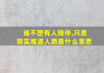 谁不想有人陪伴,只是现实难遂人愿是什么意思