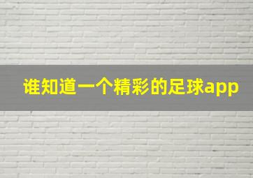 谁知道一个精彩的足球app