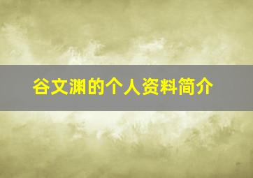 谷文渊的个人资料简介