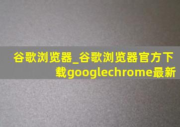 谷歌浏览器_谷歌浏览器官方下载googlechrome最新