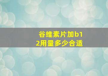 谷维素片加b12用量多少合适