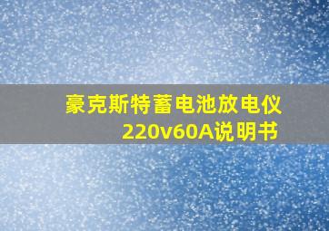 豪克斯特蓄电池放电仪220v60A说明书