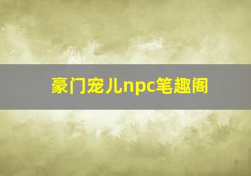 豪门宠儿npc笔趣阁