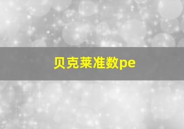 贝克莱准数pe