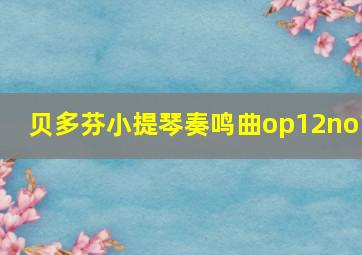 贝多芬小提琴奏鸣曲op12no1