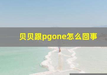 贝贝跟pgone怎么回事