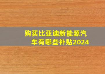 购买比亚迪新能源汽车有哪些补贴2024