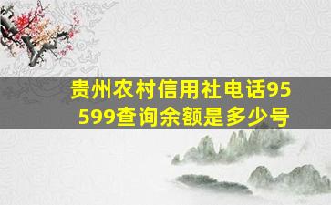 贵州农村信用社电话95599查询余额是多少号