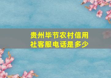 贵州毕节农村信用社客服电话是多少