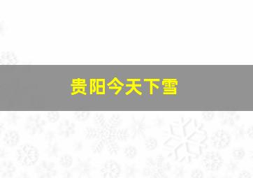 贵阳今天下雪