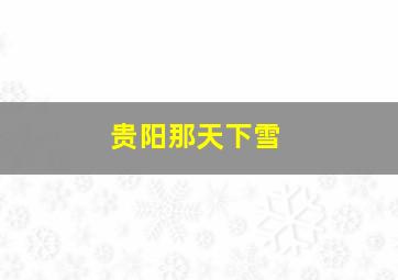 贵阳那天下雪