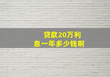 贷款20万利息一年多少钱啊