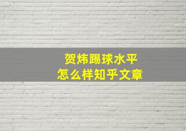 贺炜踢球水平怎么样知乎文章