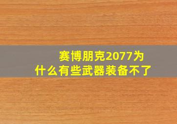 赛博朋克2077为什么有些武器装备不了