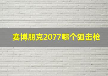 赛博朋克2077哪个狙击枪