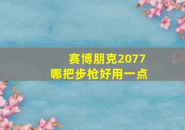 赛博朋克2077哪把步枪好用一点