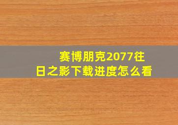 赛博朋克2077往日之影下载进度怎么看