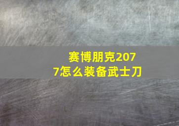 赛博朋克2077怎么装备武士刀