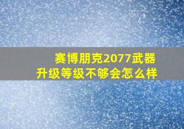 赛博朋克2077武器升级等级不够会怎么样