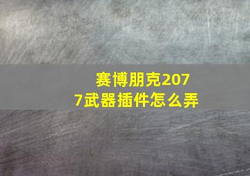 赛博朋克2077武器插件怎么弄