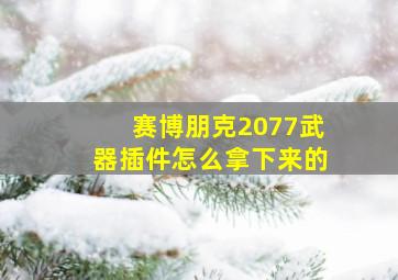 赛博朋克2077武器插件怎么拿下来的