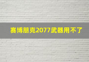 赛博朋克2077武器用不了