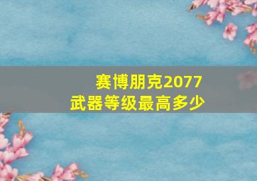 赛博朋克2077武器等级最高多少