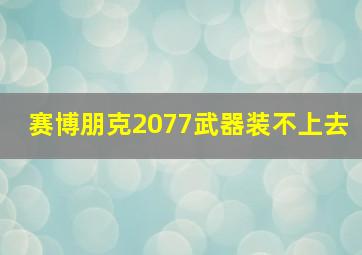 赛博朋克2077武器装不上去