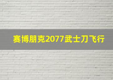 赛博朋克2077武士刀飞行