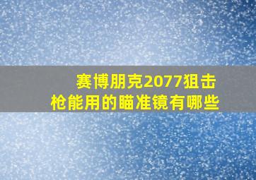 赛博朋克2077狙击枪能用的瞄准镜有哪些