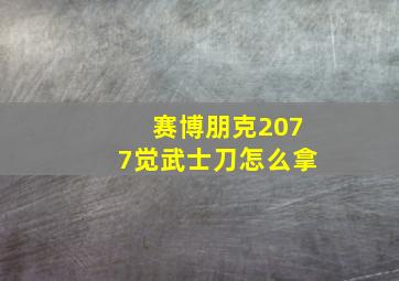 赛博朋克2077觉武士刀怎么拿