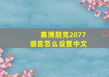 赛博朋克2077语言怎么设置中文