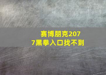 赛博朋克2077黑拳入口找不到