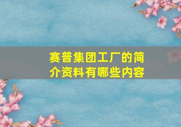 赛普集团工厂的简介资料有哪些内容