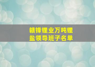 赣锋锂业万吨锂盐领导班子名单