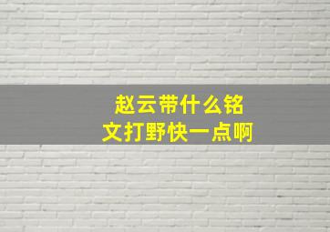 赵云带什么铭文打野快一点啊