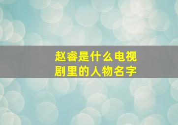 赵睿是什么电视剧里的人物名字