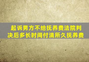 起诉男方不给抚养费法院判决后多长时间付清所久抚养费