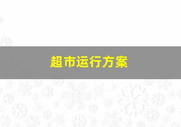 超市运行方案