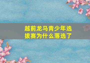 越前龙马青少年选拔赛为什么落选了