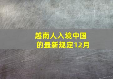 越南人入境中国的最新规定12月