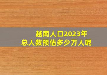 越南人口2023年总人数预估多少万人呢