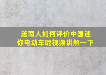 越南人如何评价中国迷你电动车呢视频讲解一下