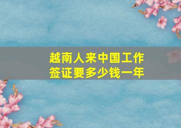 越南人来中国工作签证要多少钱一年