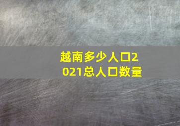 越南多少人口2021总人口数量