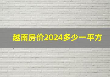 越南房价2024多少一平方